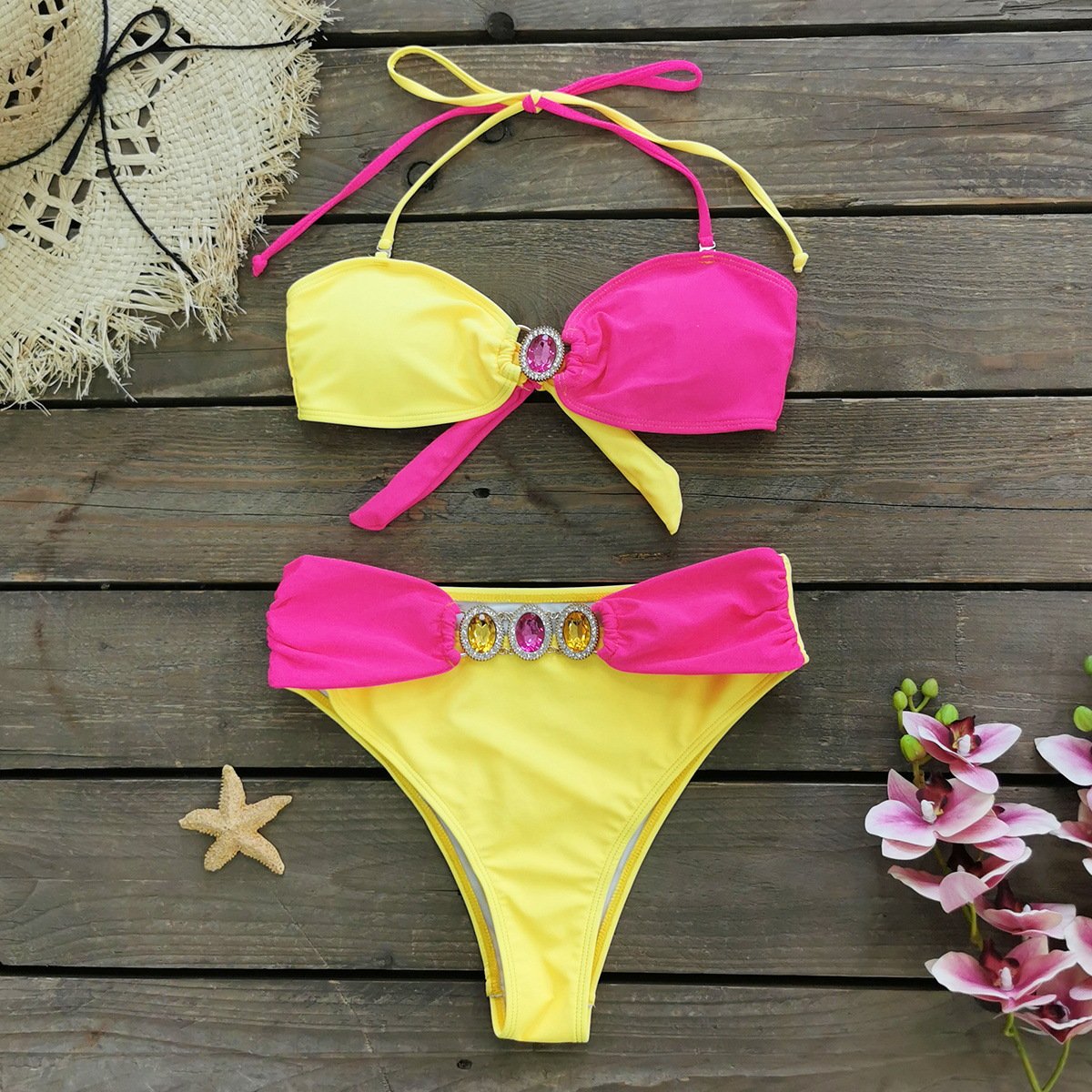 Pink and yellow