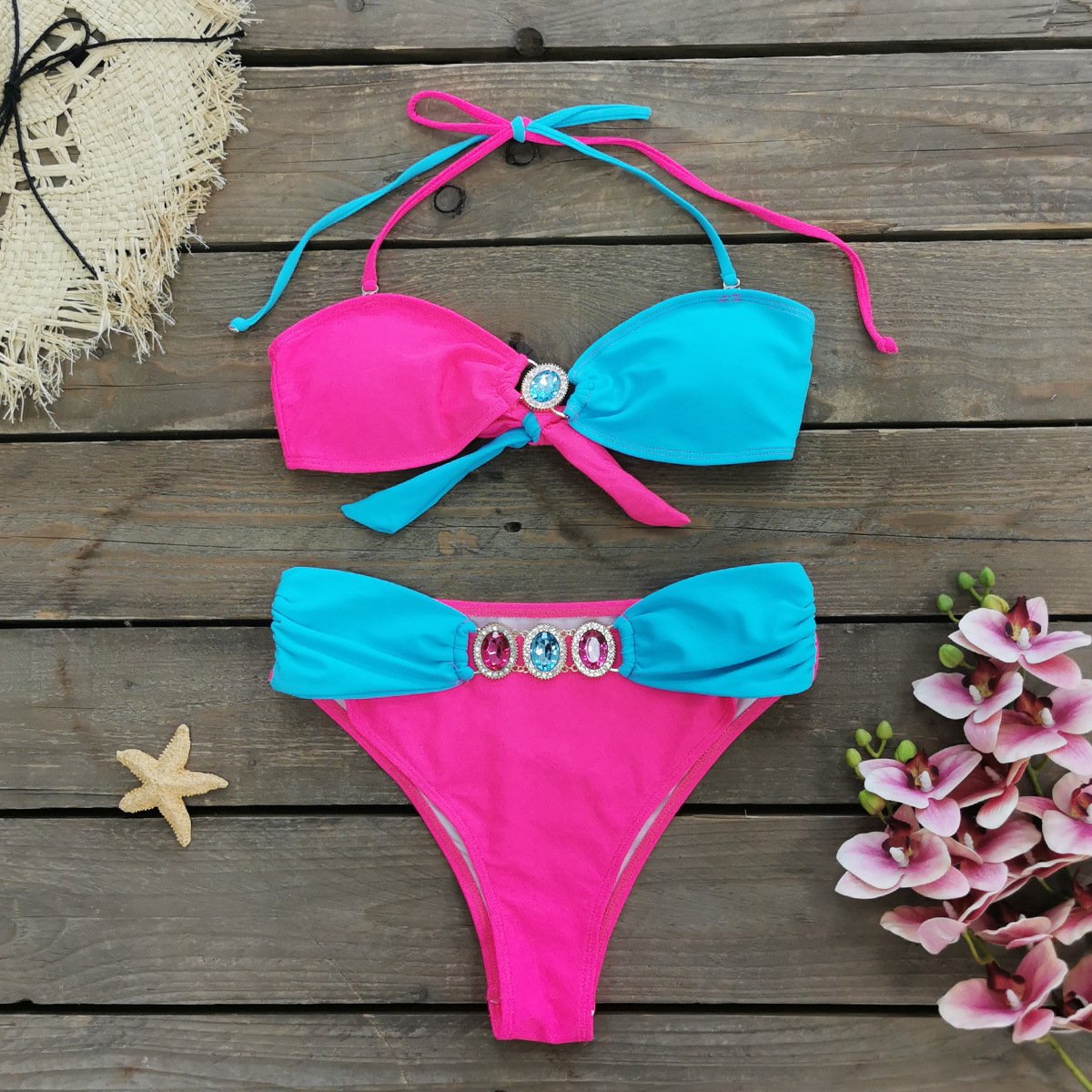 Rose pink and blue