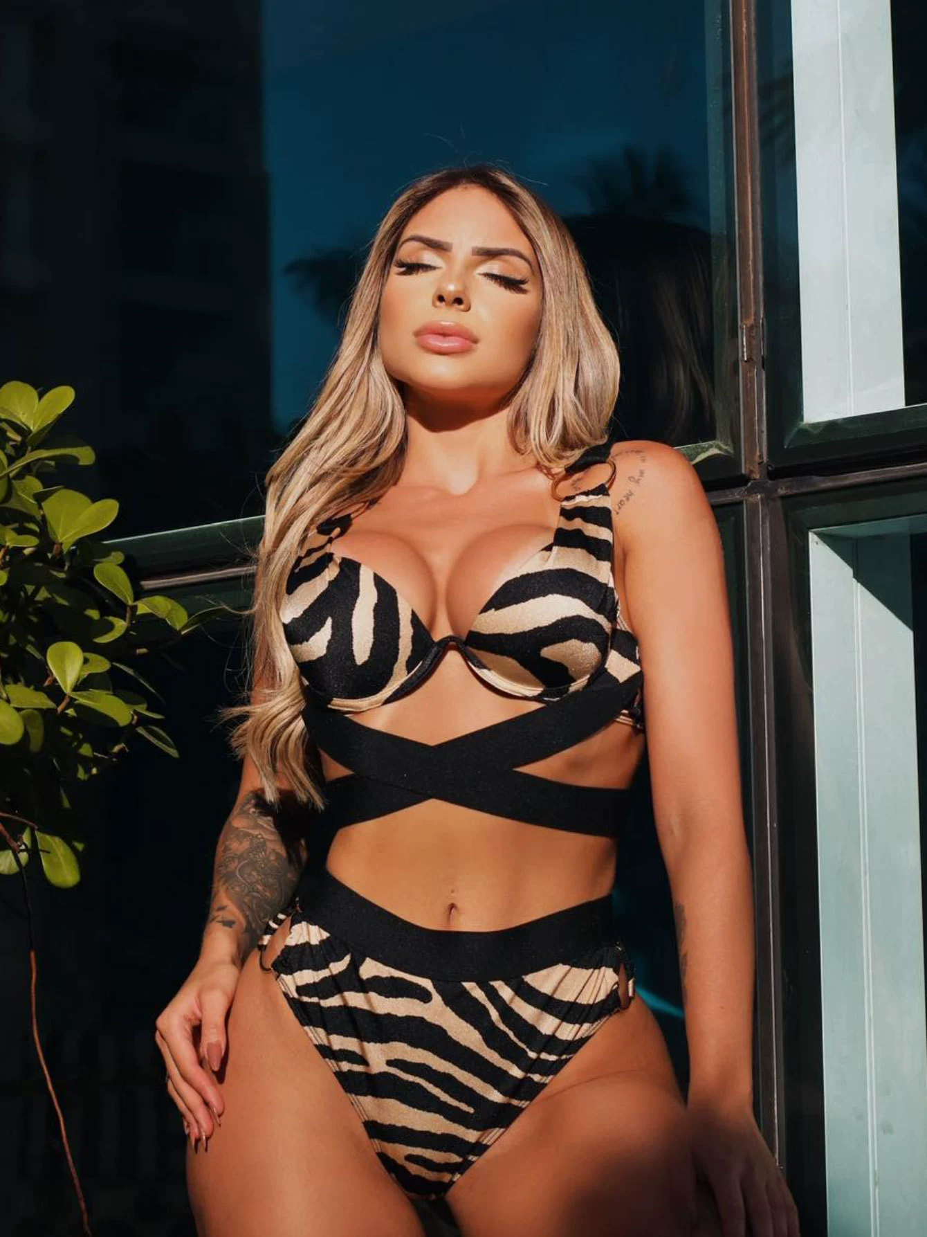 Strappy High-Waist Two-Piece Bikini Set