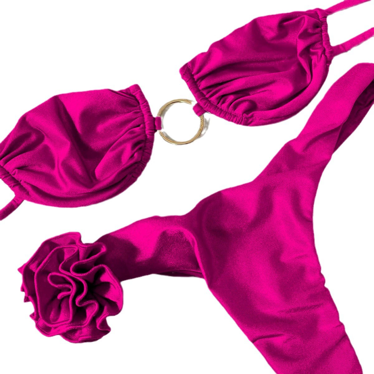 Two-Piece Ring Bandeau Bikini with Ruffled Briefs view 5