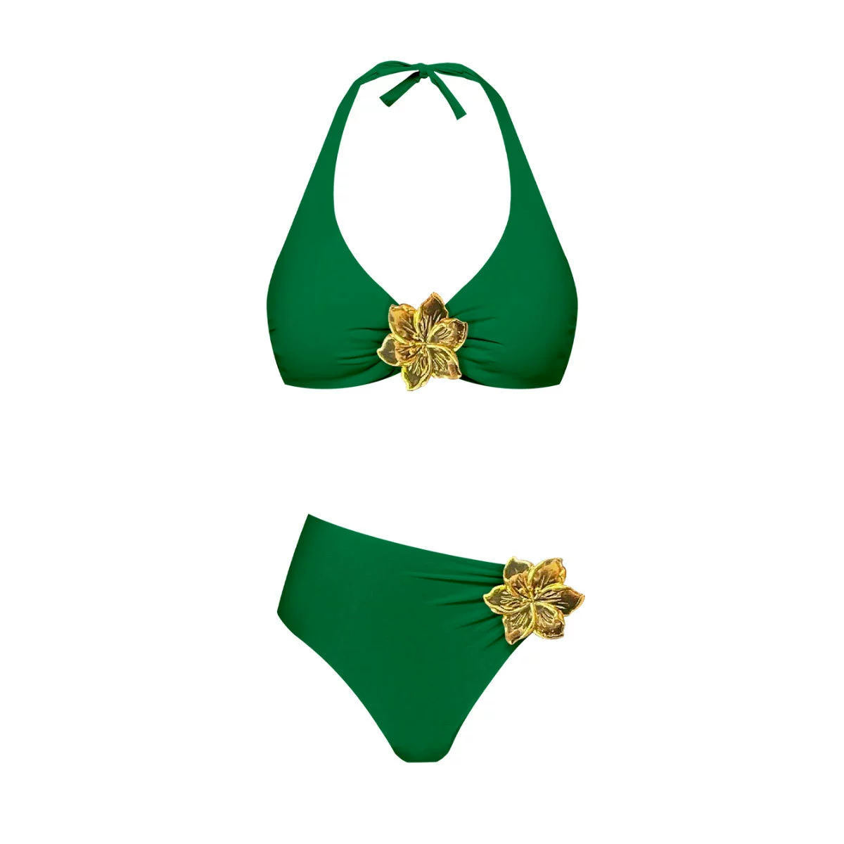 Halter Neck Two-Piece Bikini Set with Asymmetric Bottom