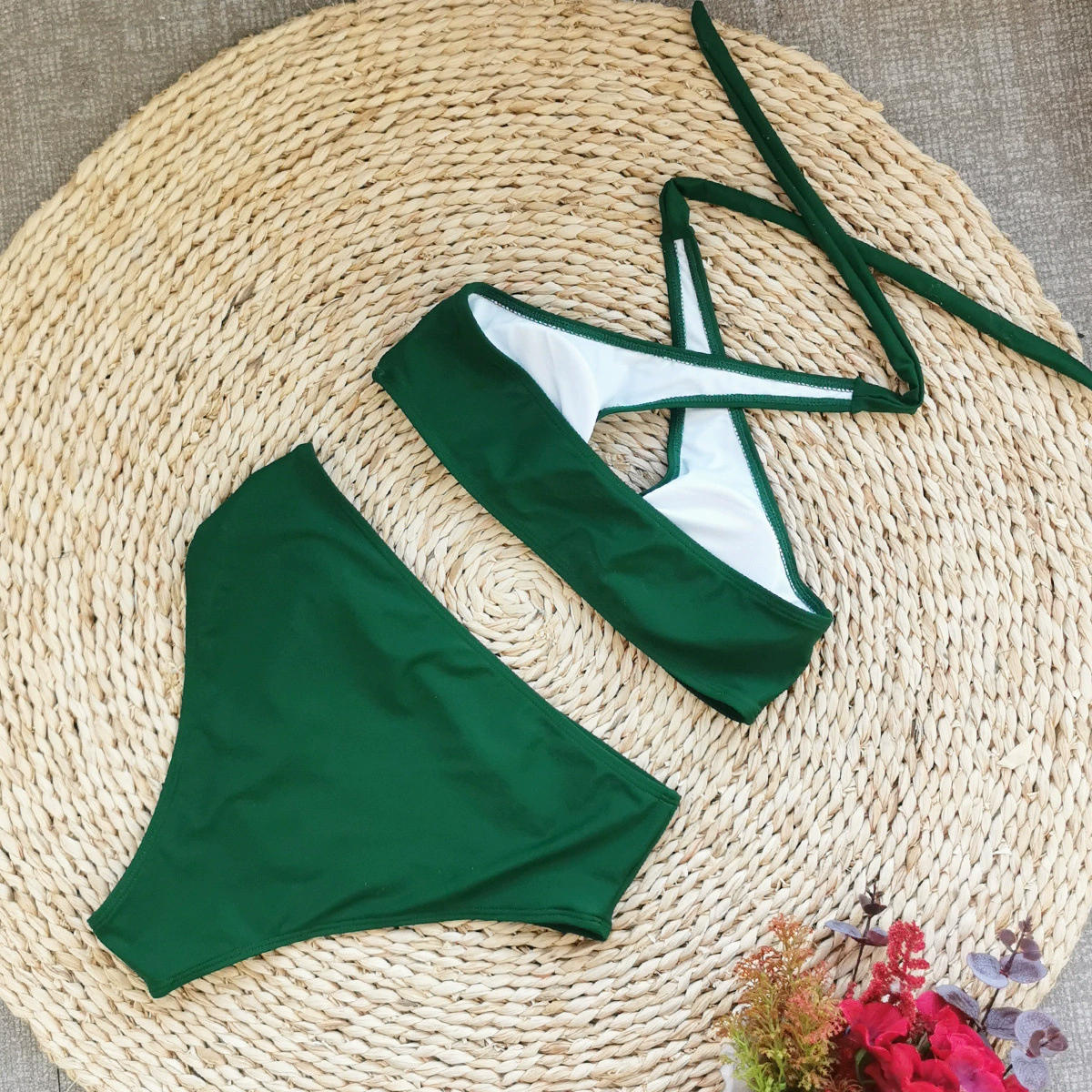 Halter Neck Two-Piece Bikini Set with Asymmetric Bottom view 4