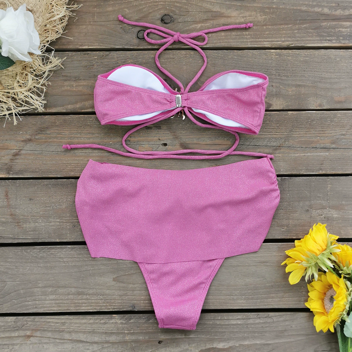 Halter Bandeau High-Waist Bikini Set view 4
