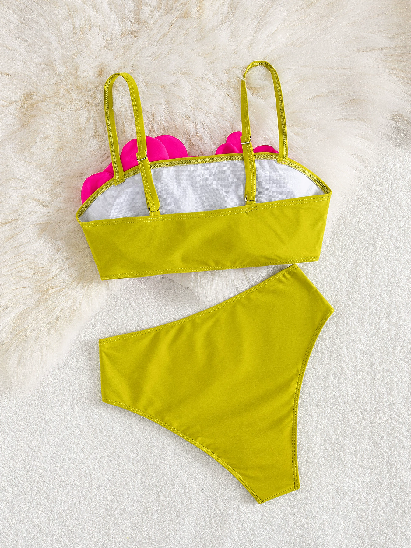 Two-Piece Bikini Set with Spaghetti Straps and High Waist