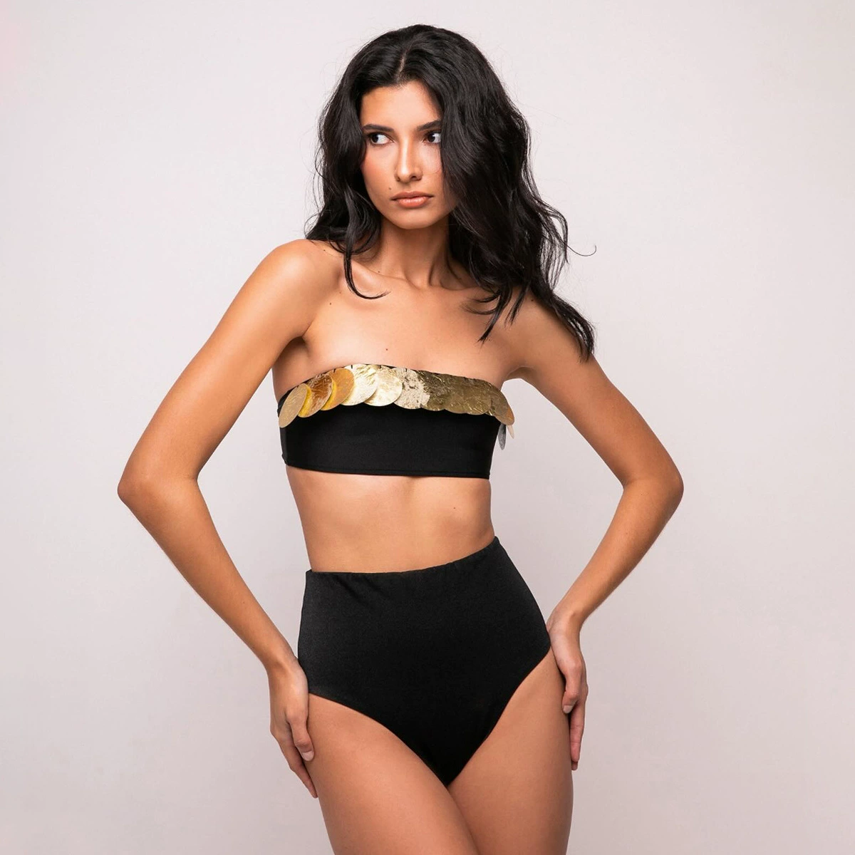Bandeau High-Waist Two-Piece Swimsuit
