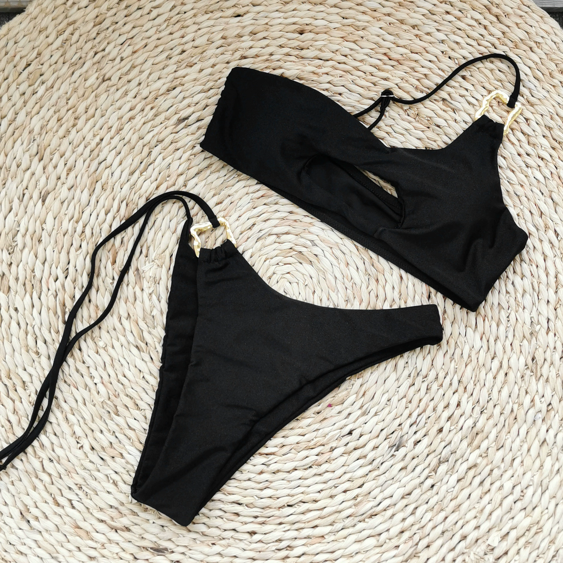 One-Shoulder Cutout Bikini Set with Ring Accents view 6