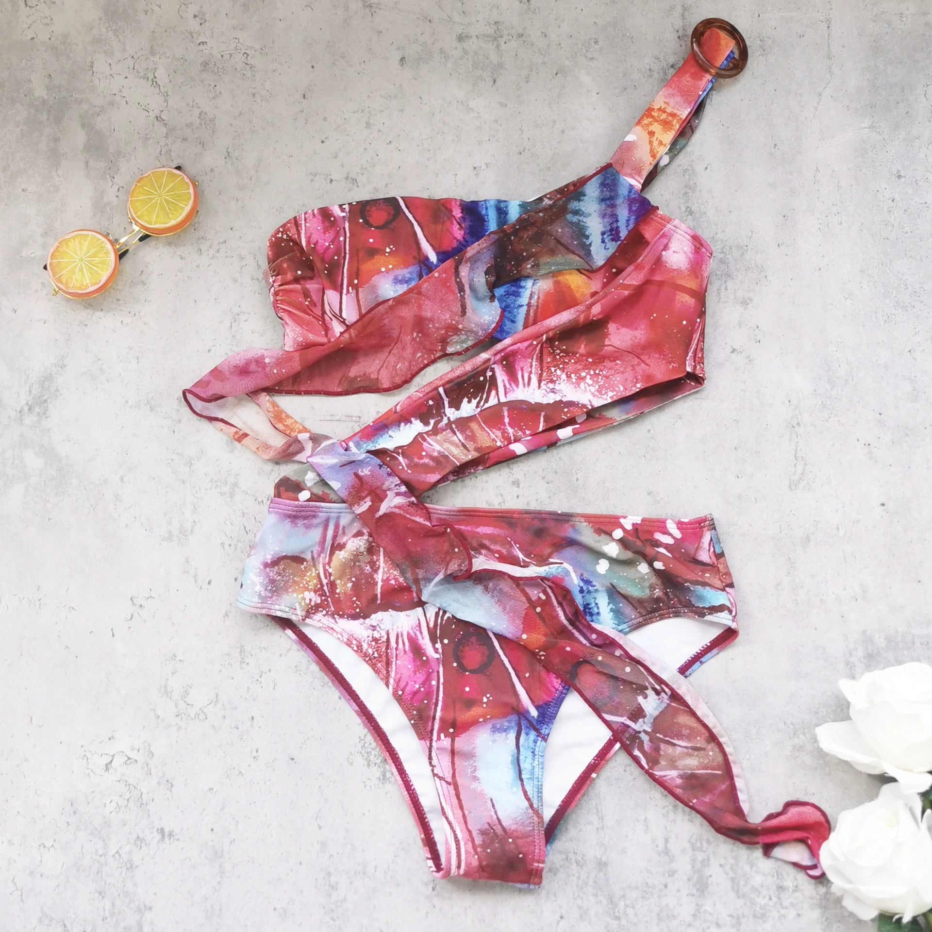 One-Shoulder Skirted Two-Piece Swimsuit
