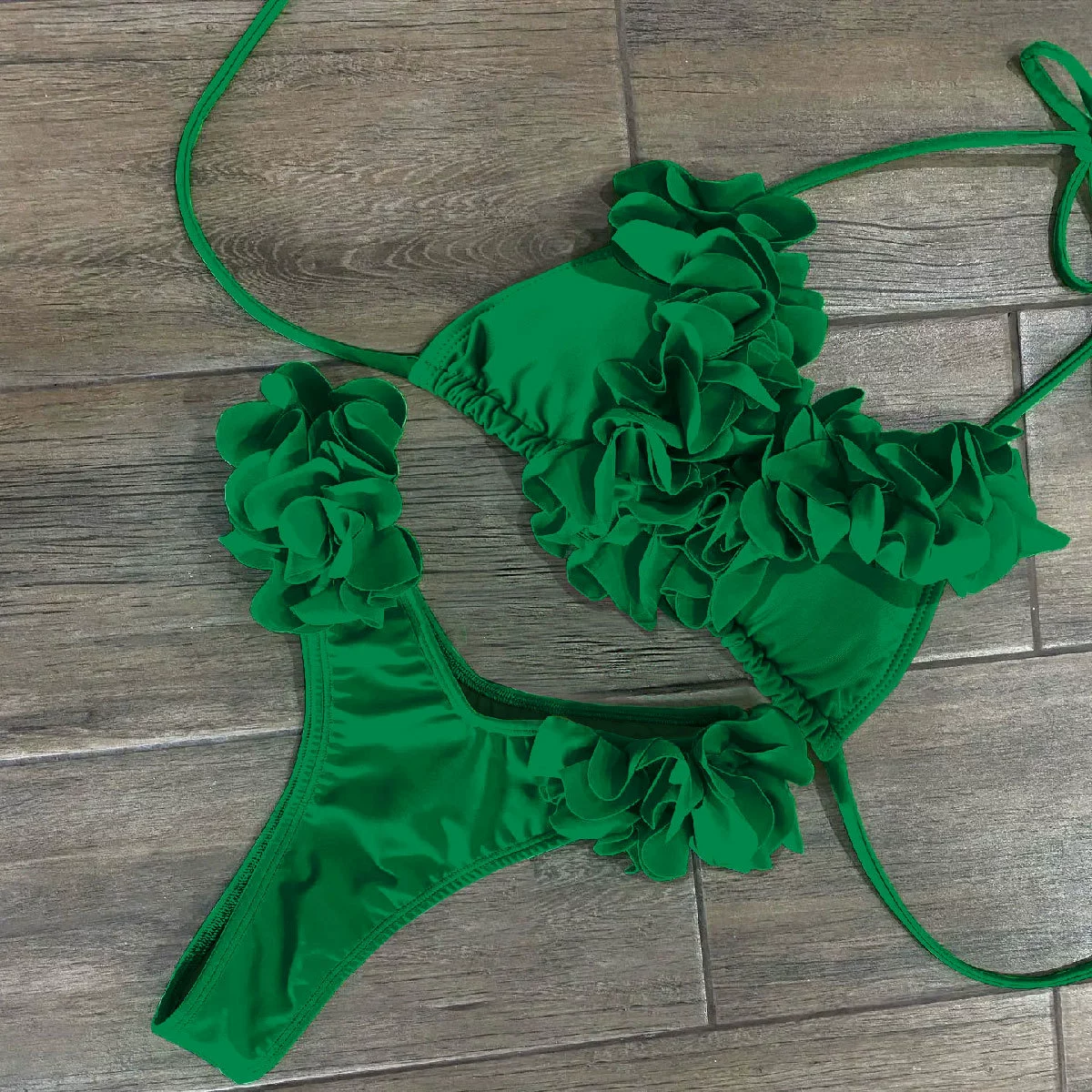 Ruffle Detail Triangle Bikini Set