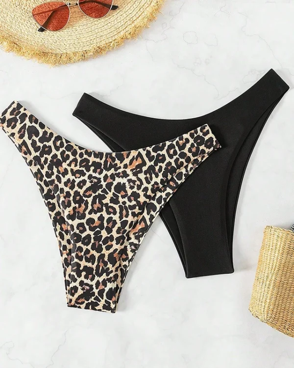 Conjunto de dos partes inferiores de bikini de tiro alto