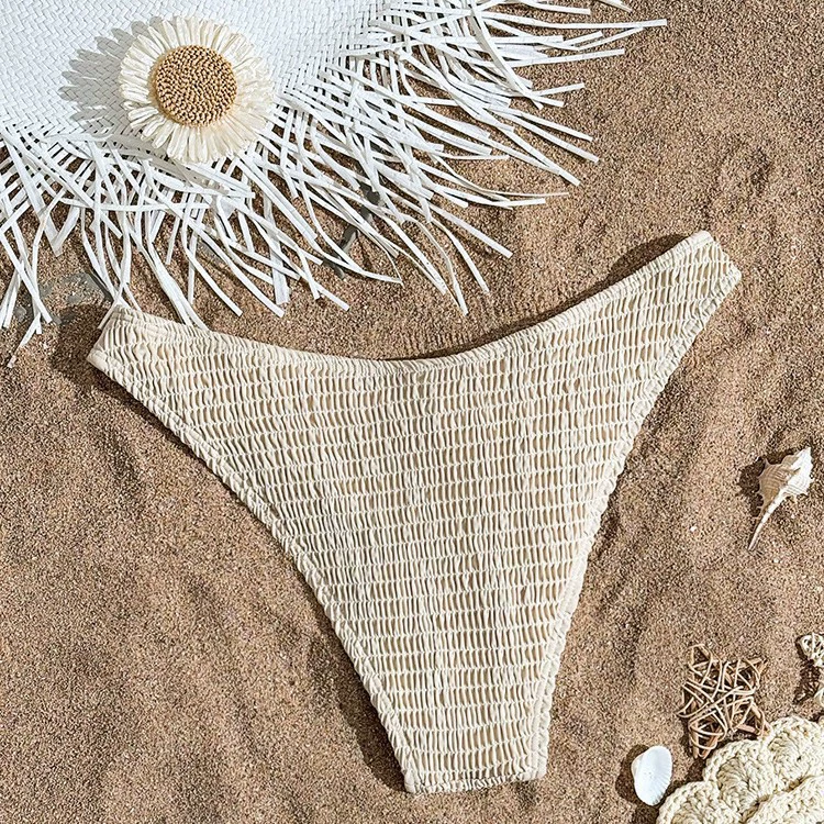 Women's Smocked High-Cut Triangle Bikini Bottom view 3