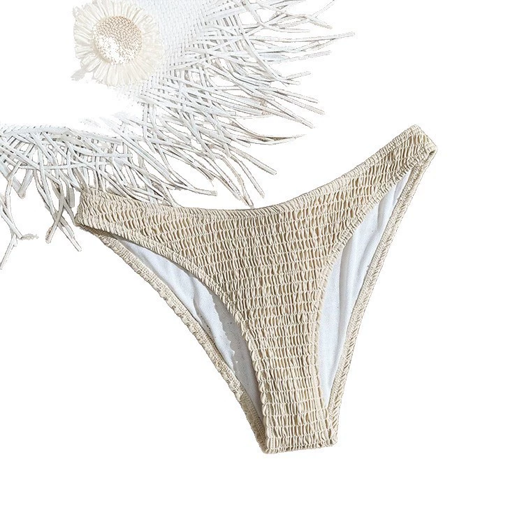 Women's Smocked High-Cut Triangle Bikini Bottom view 5