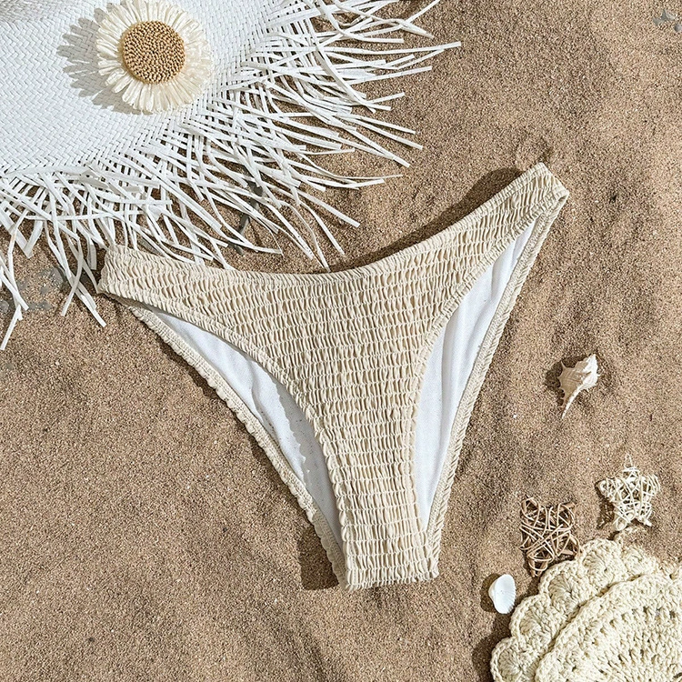 Women's Smocked High-Cut Triangle Bikini Bottom view 6