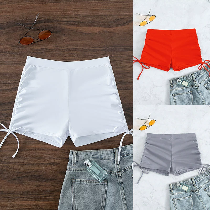 Women's High Waist Boyleg Swim Shorts with Side Drawstrings view 4