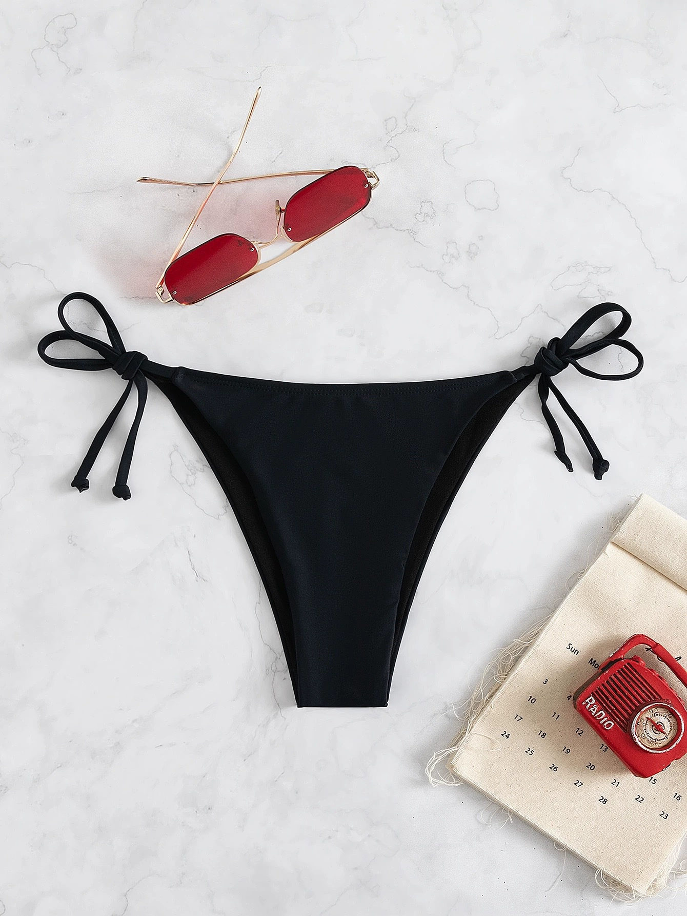 Adjustable Side Tie Triangle Bikini Bottom