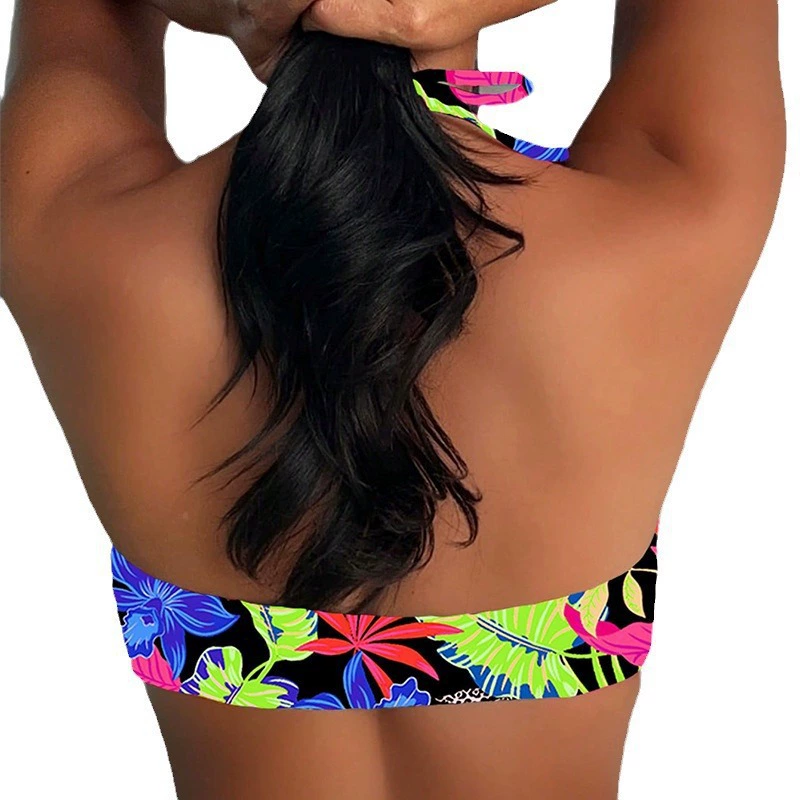 Women's Cross Halter Bandeau Bikini Top with Keyhole Cutout view 5