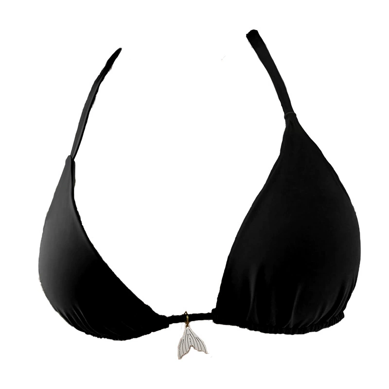 Women's Halter Triangle Bikini Top with Tie Back and Charm view 5