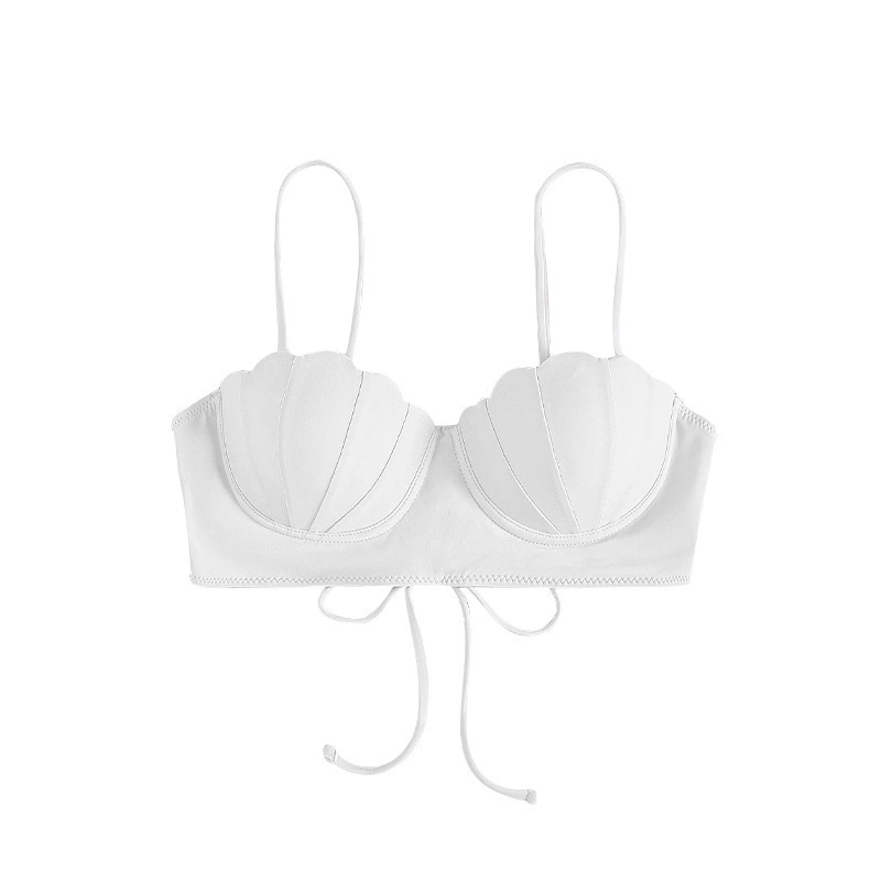 Women's Scallop Shell Cup Bikini Top with Front Tie view 5