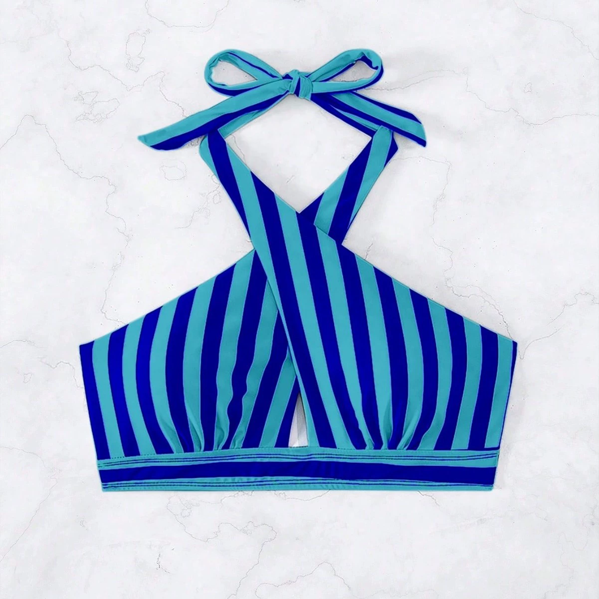 Women's Halter Crossover Keyhole Bikini Top view 4