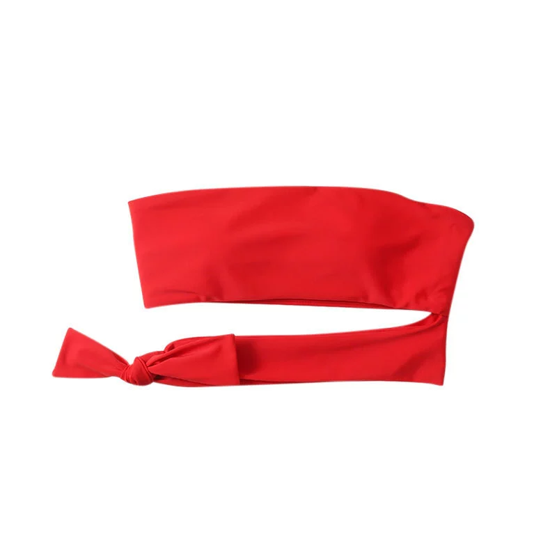 Strapless Bandeau Bikini Top with Wrap-Around Waist Tie view 5