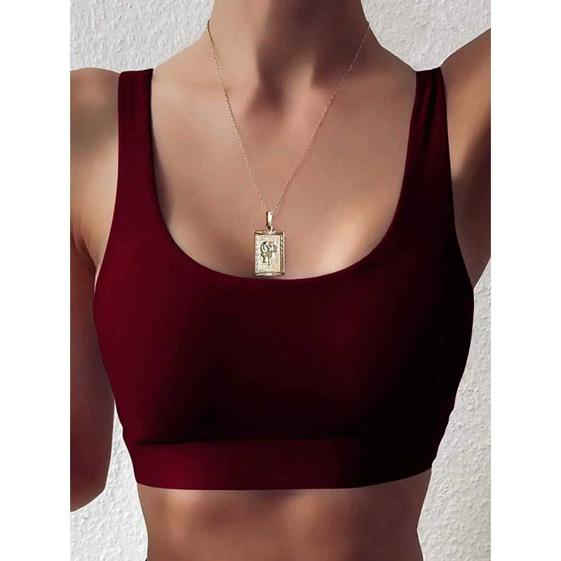 Women’s Wide Strap Scoop Neck Crop Bikini Top