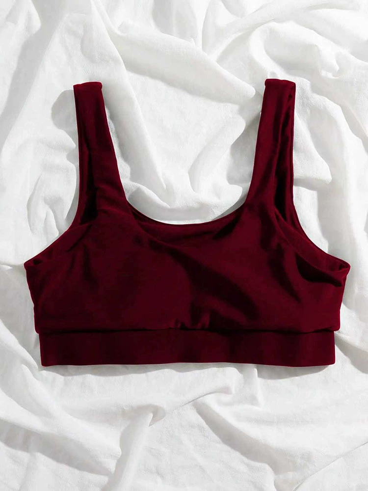 Women's Wide Strap Scoop Neck Crop Bikini Top view 6