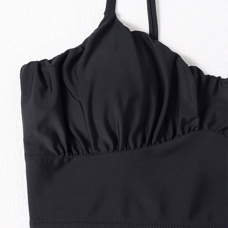Women's Tie Strap Ruched Longline Bikini Top view 3