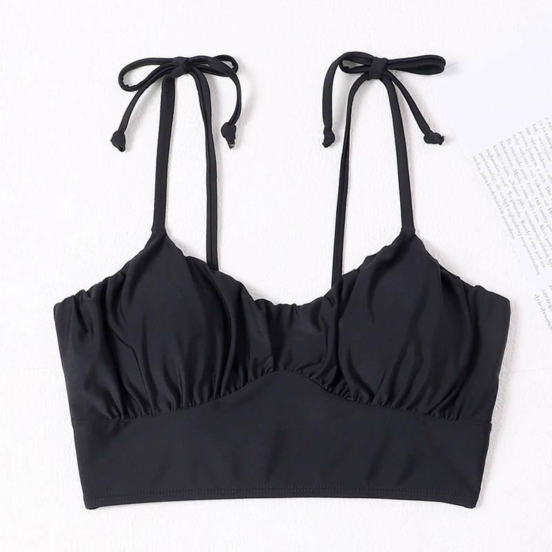 Women's Tie Strap Ruched Longline Bikini Top view 5