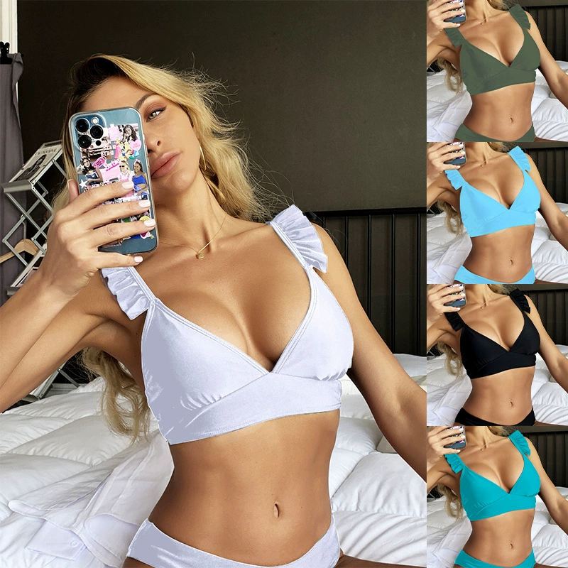 Ruffle Strap Triangle Bikini Top