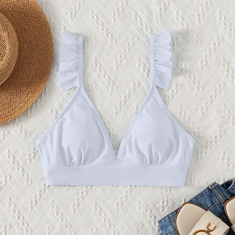 Ruffle Strap Triangle Bikini Top