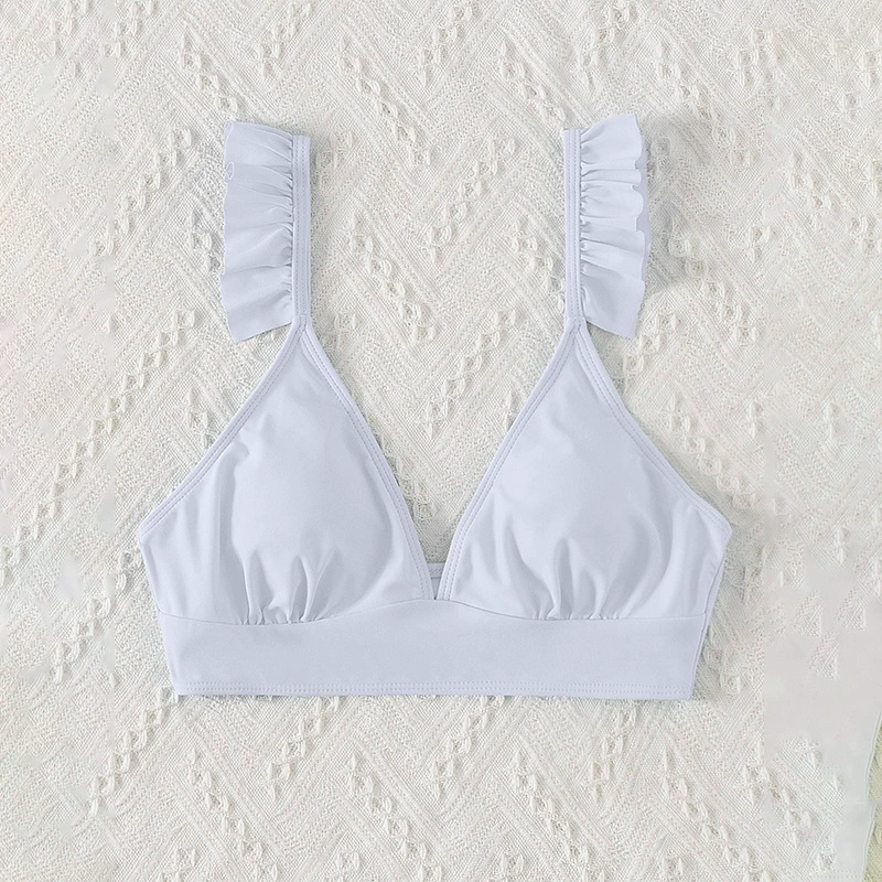 Ruffle Strap Triangle Bikini Top view 3