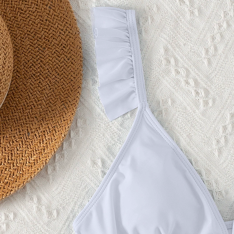 Ruffle Strap Triangle Bikini Top view 4