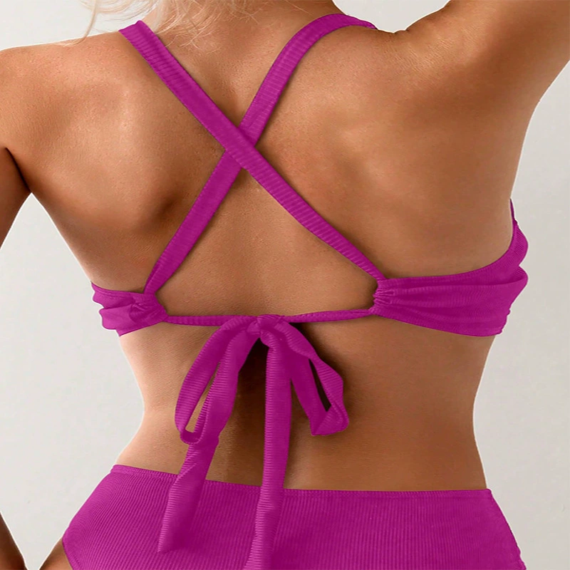 Women's Wrap Front Bikini Top with Crisscross Back Tie view 4