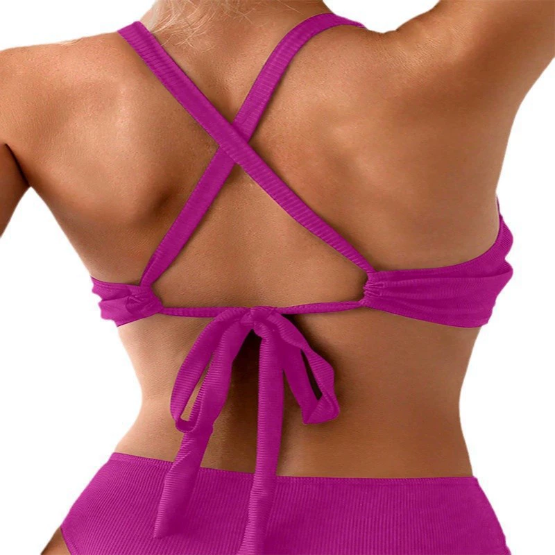 Women's Wrap Front Bikini Top with Crisscross Back Tie view 5