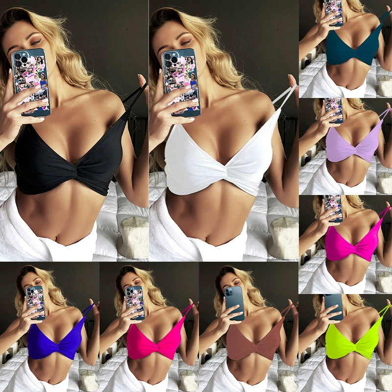 Twist Front Bikini Top with Adjustable Straps