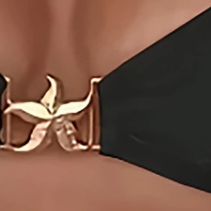 Women's Triangle Bikini Top with Front Metal Clasp and Thin Straps view 3
