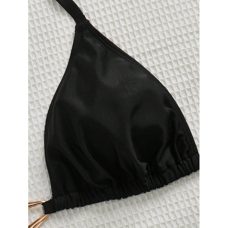 Halter Triangle Bikini Top with Metal Ring view 4