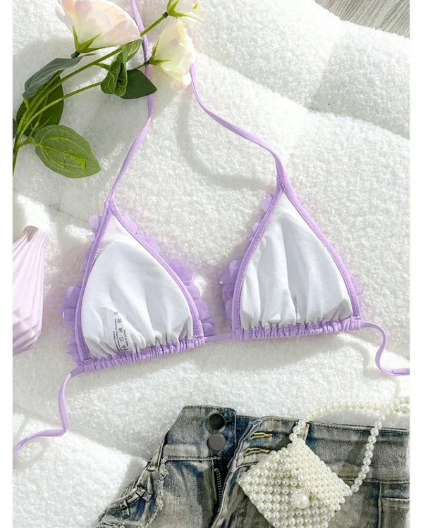 Top de bikini triangular con amarre para mujer