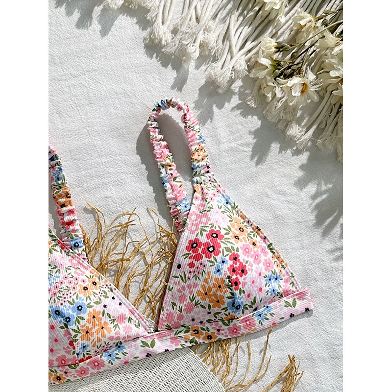 Women’s Ruched Halter Triangle Bikini Top