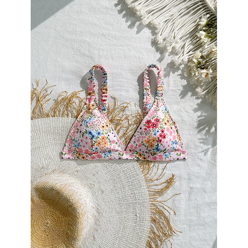 Women's Ruched Halter Triangle Bikini Top view 6