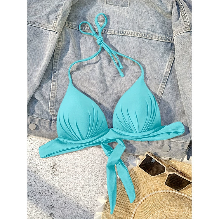 Halter Bikini Top with Ruched Cups and Back Tie view 3