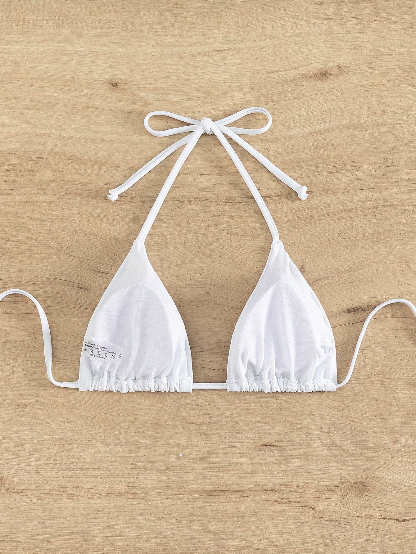 Halter Neck Triangle Bikini Top with Tie Closures view 4