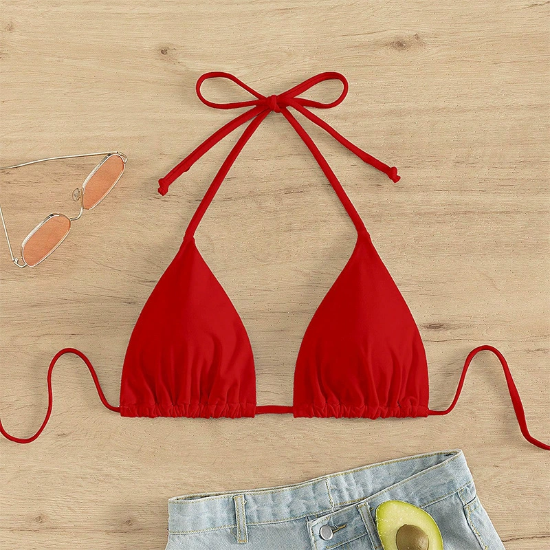 Halter Neck Triangle Bikini Top with Tie Closures view 8