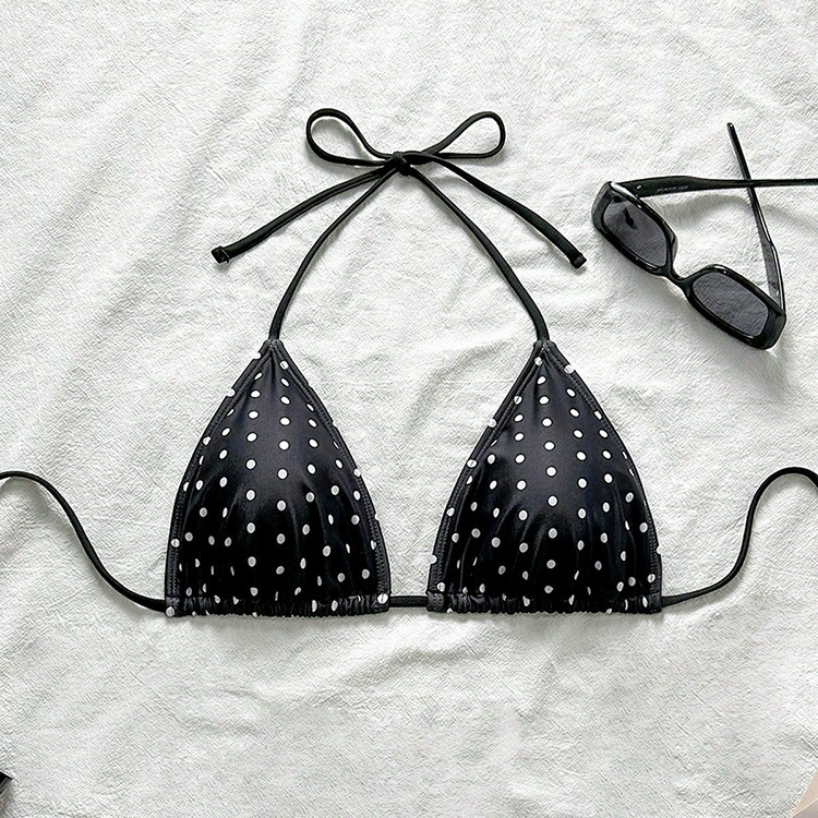 Triangle Halter Bikini Top with Neck and Back Ties