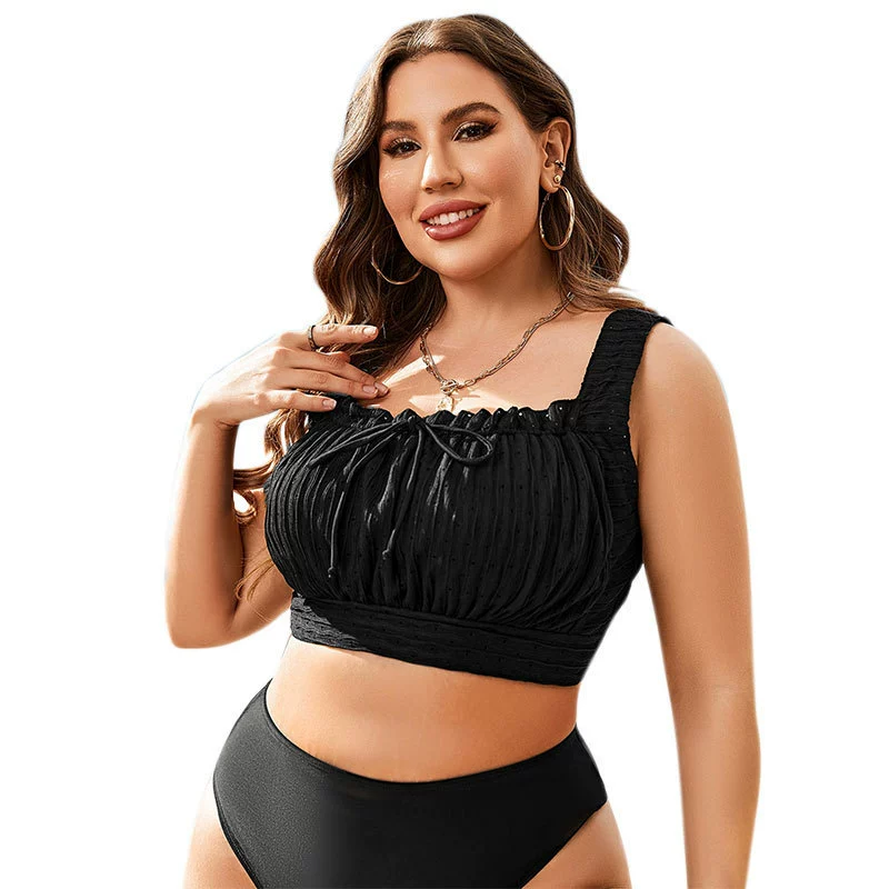 Square Neck Ruched Swim Top with Wide Straps view 5