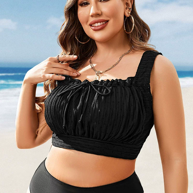 Square Neck Ruched Swim Top with Wide Straps view 6