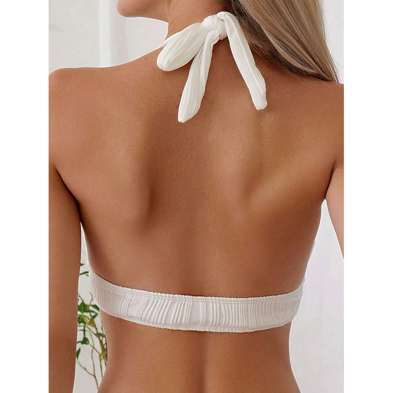 Women's Halter Neck Plunge Bikini Top view 4