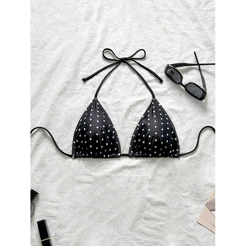 Halter Neck Triangle Bikini Top with Adjustable String Ties view 5