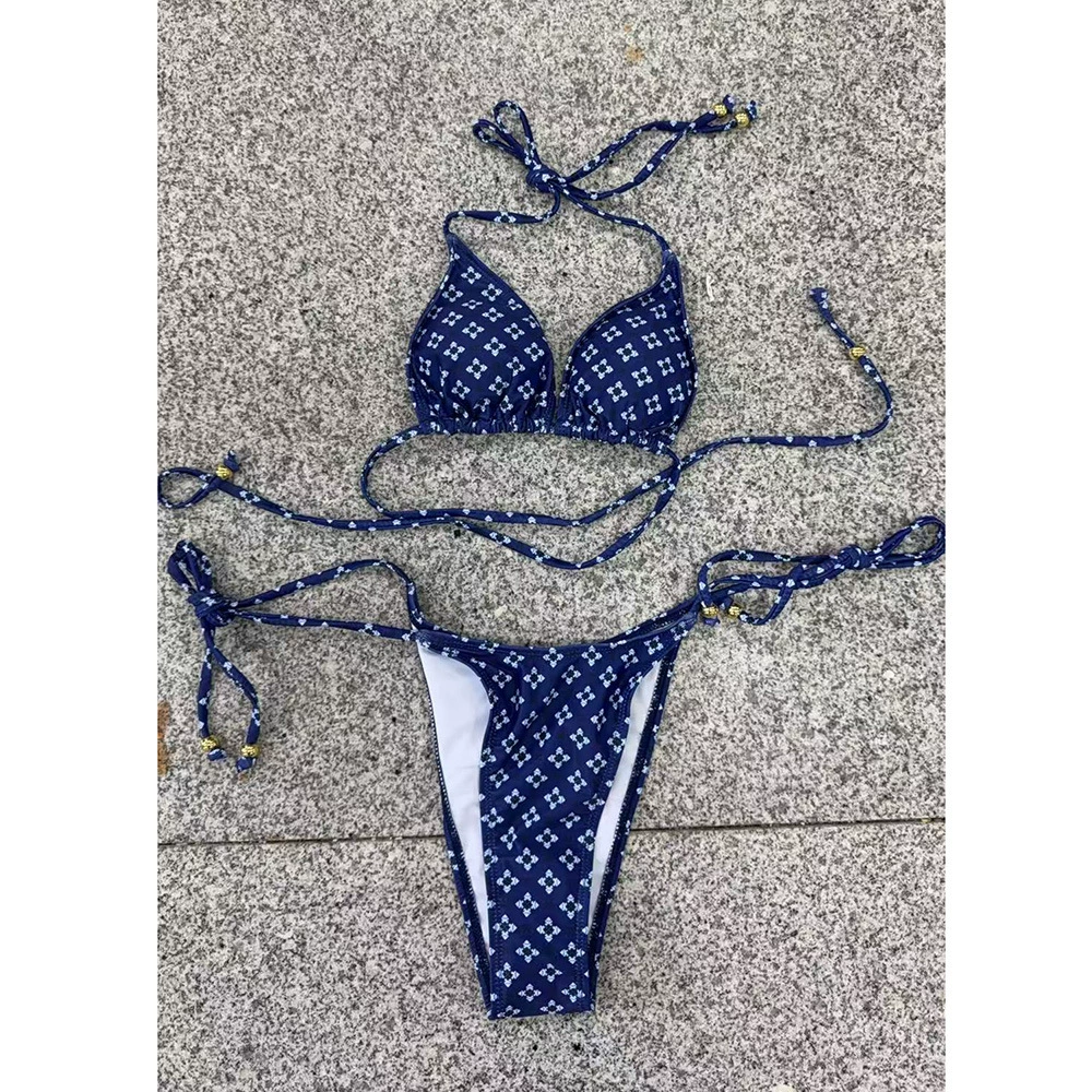 Triangle Halter Bikini and Wide-Leg Pants Set view 8