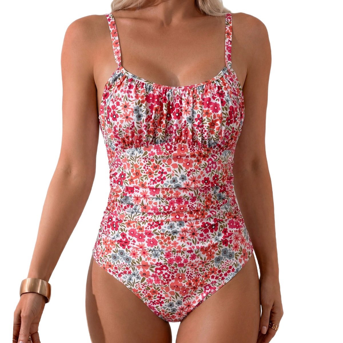 Ruched Bust Tie-Back One-Piece Swimsuit