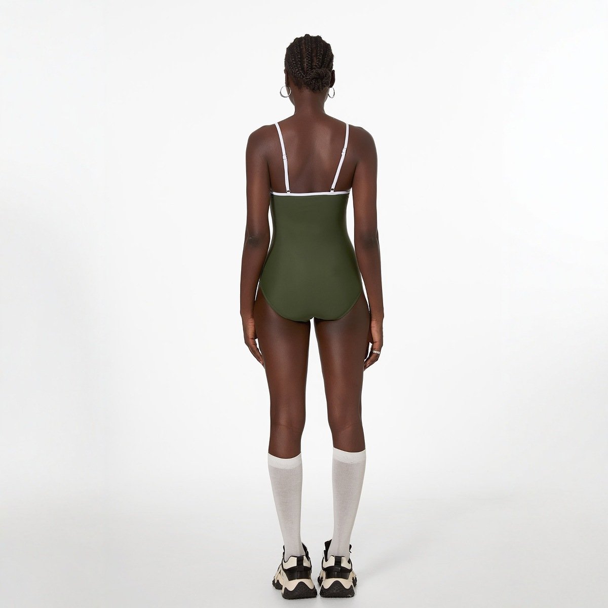Contrast Piped One-Piece Swimsuit